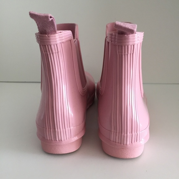 Hunter Women's Rain Boots Ankle Rubber Round Toe Glossy Light Pink Size 9 EUC - Picture 7 of 12